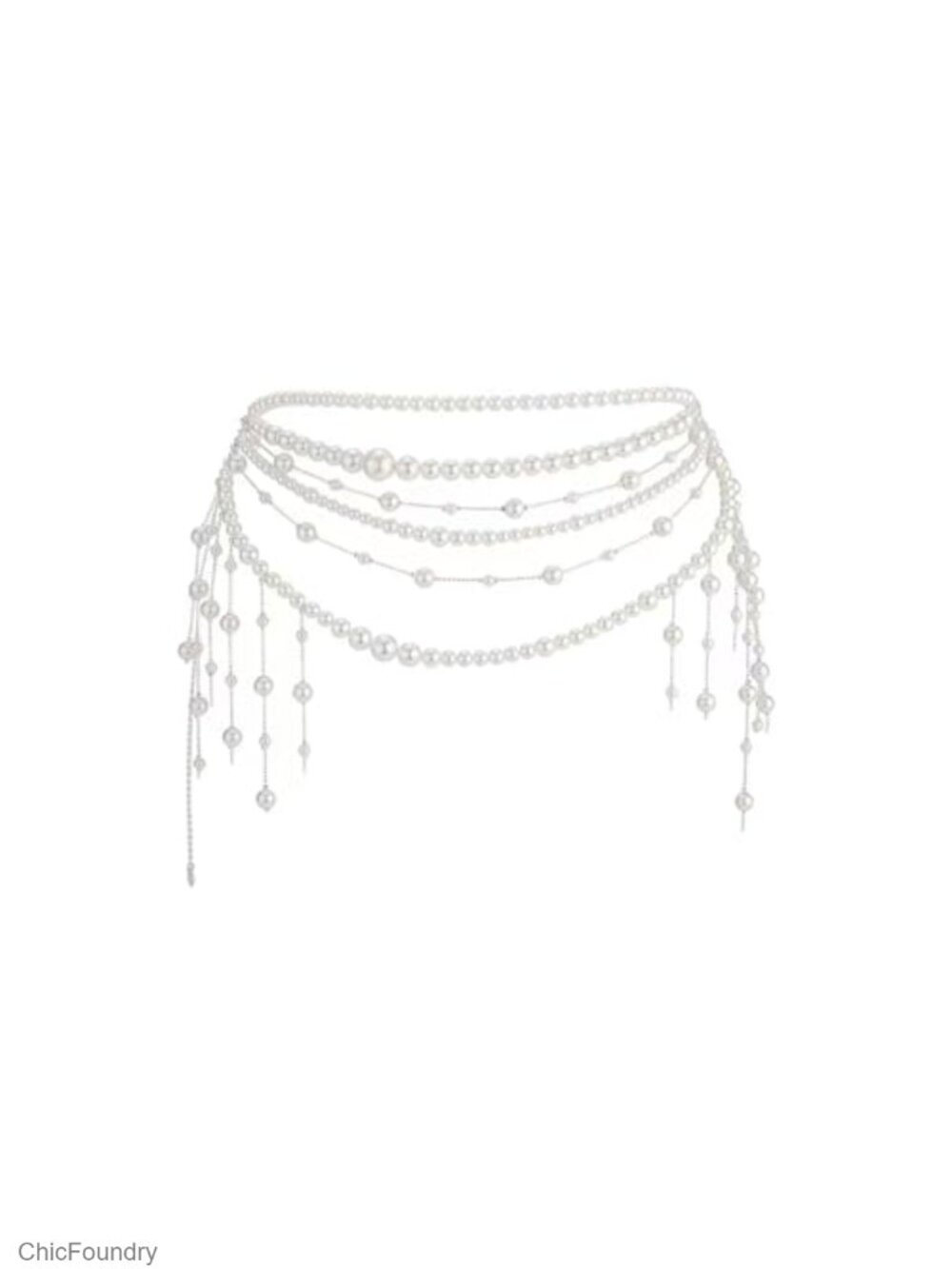Multilayer Pearl Tassel Waist Chain Flower Body Chain Wedding Bridal Belt Women